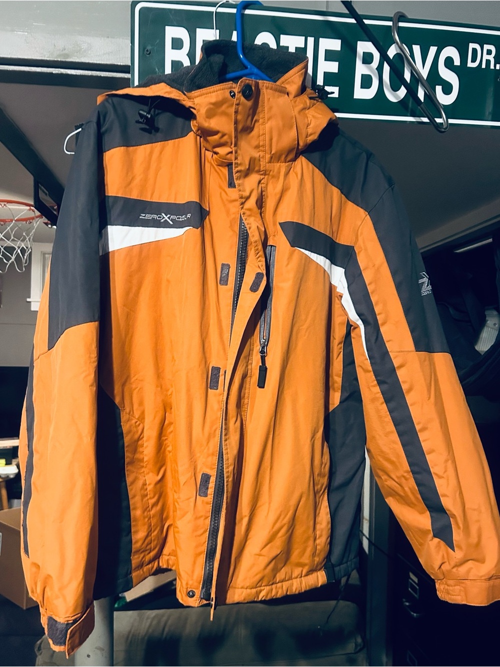 ZeroXposur Men’s Orange and Black Ski Jacket with White Accents